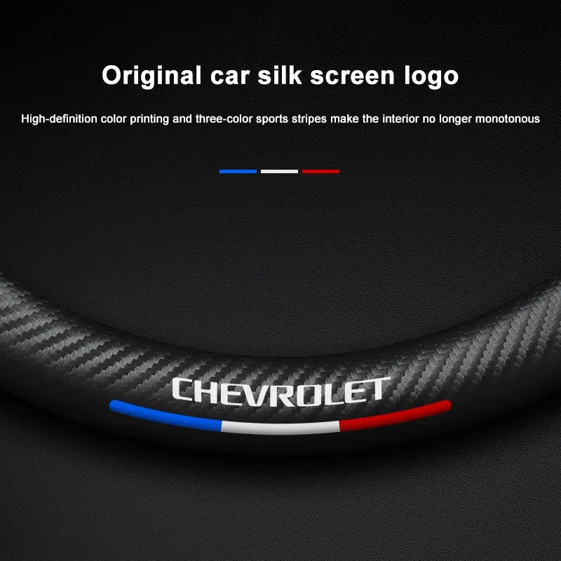 Carbon fiber genuine leather car steering wheel cover for Chevrolet