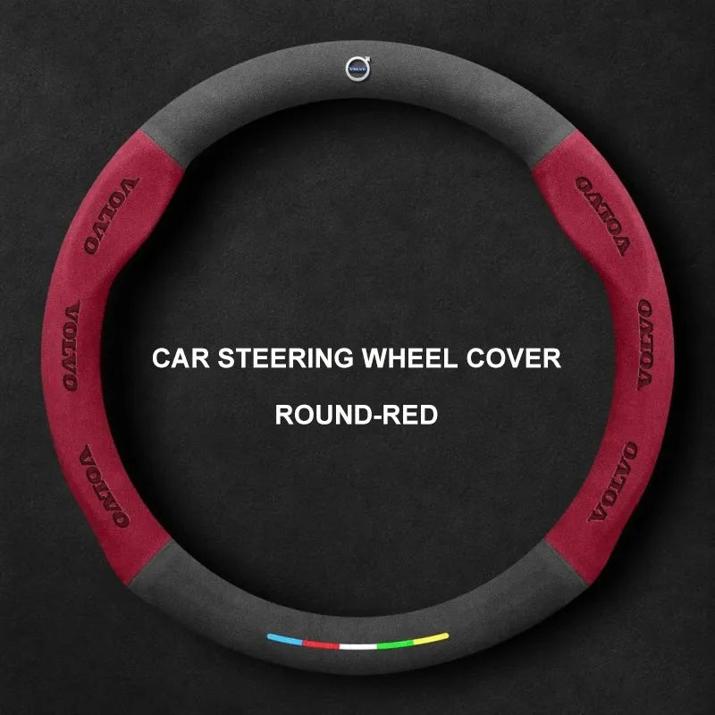 Alcantara Suede 3D Embossed Steering Wheel Cover For Volvo