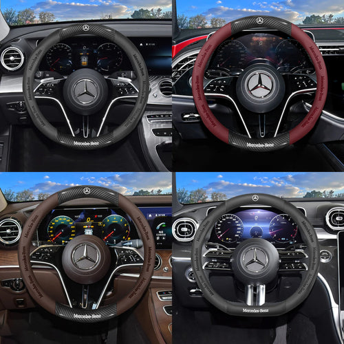 3D Embossed Genuine Leather Steering Wheel Cover for Mercedes-Benz