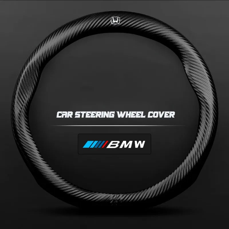 Carbon fiber genuine leather car steering wheel cover for Honda