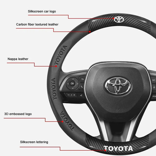 3D Embossed Genuine Leather Steering Wheel Cover For Toyota