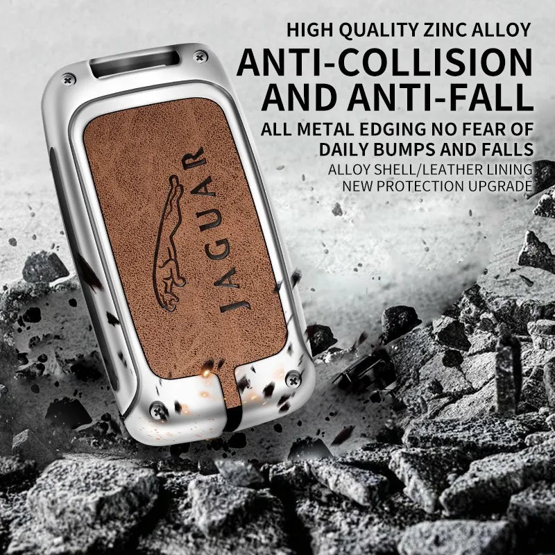 Zinc alloy genuine leather car key case for Jaguar series