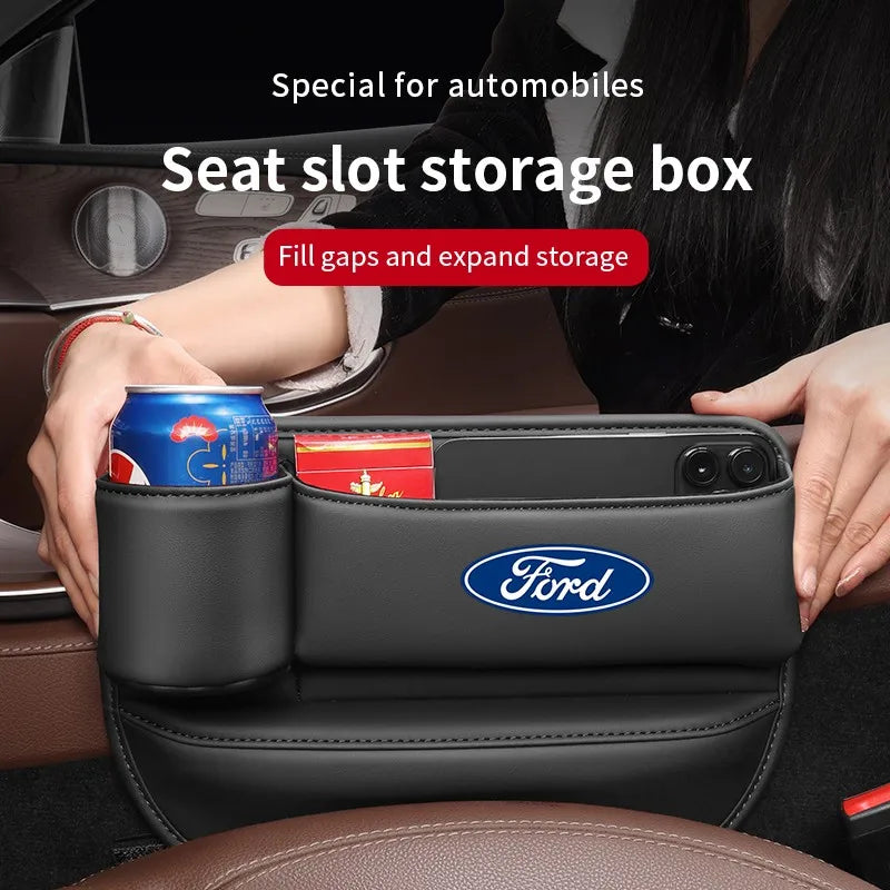 Car seat gap storage box with cup holder suitable for Ford
