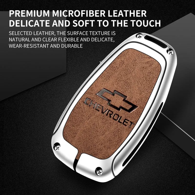 Zinc alloy genuine leather car key case for Chevrolet series
