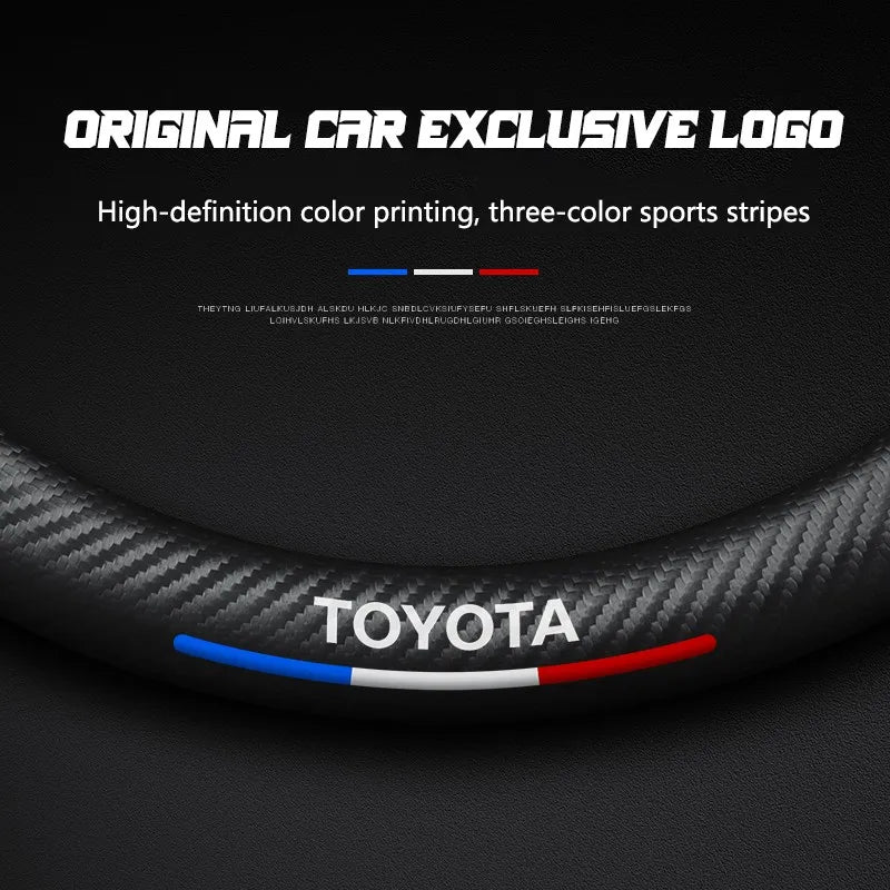 Carbon fiber genuine leather car steering wheel cover for Toyota