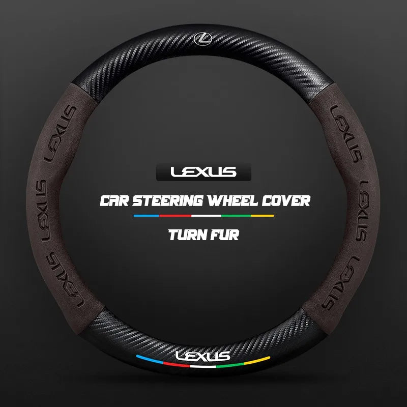 Car steering wheel cover in carbon fiber suede style suitable for Lexus