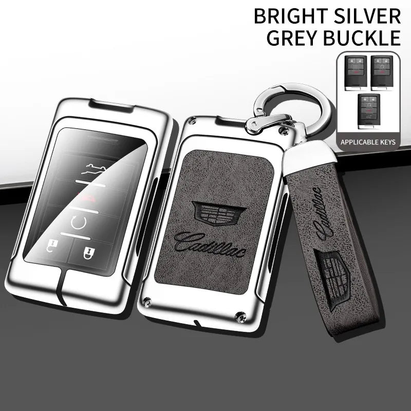 Zinc alloy genuine leather car key case for Cadillac series