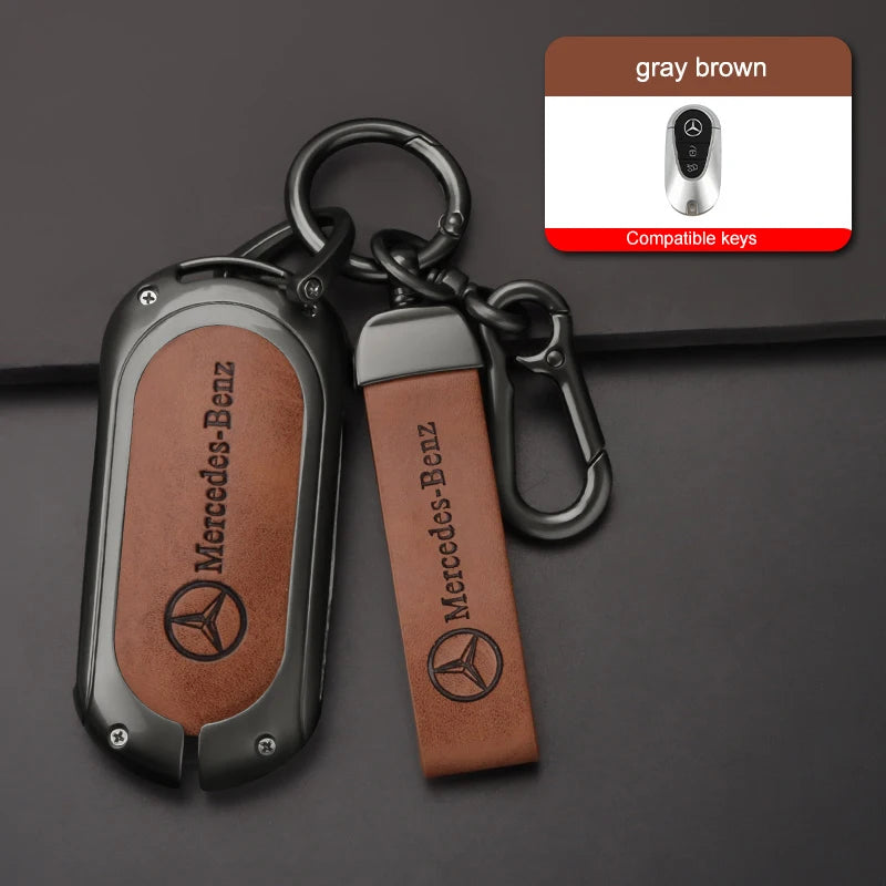 Zinc alloy genuine leather car key case for Mercedes-Benz series