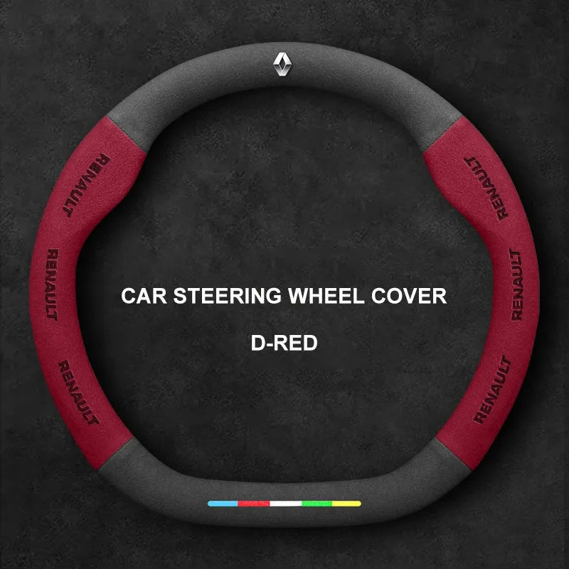 Alcantara Suede 3D Embossed Steering Wheel Cover For Renault