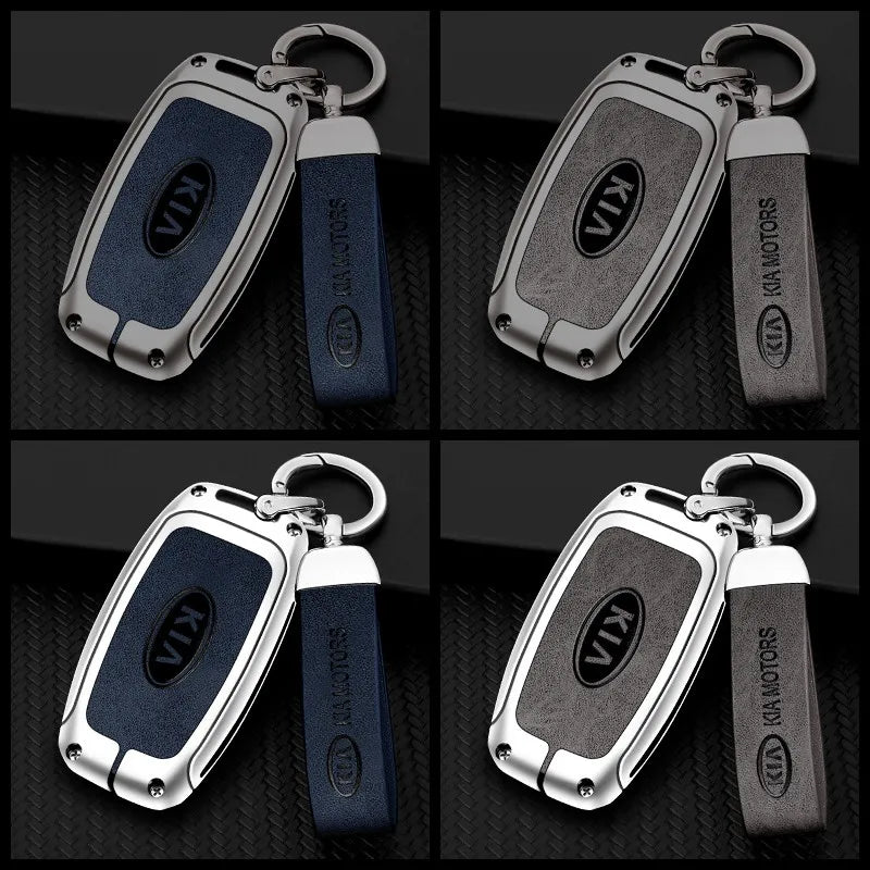 Zinc alloy genuine leather car key case for Kia series