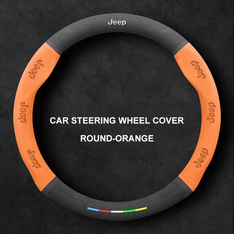 Alcantara Suede 3D Embossed Steering Wheel Cover For Jeep