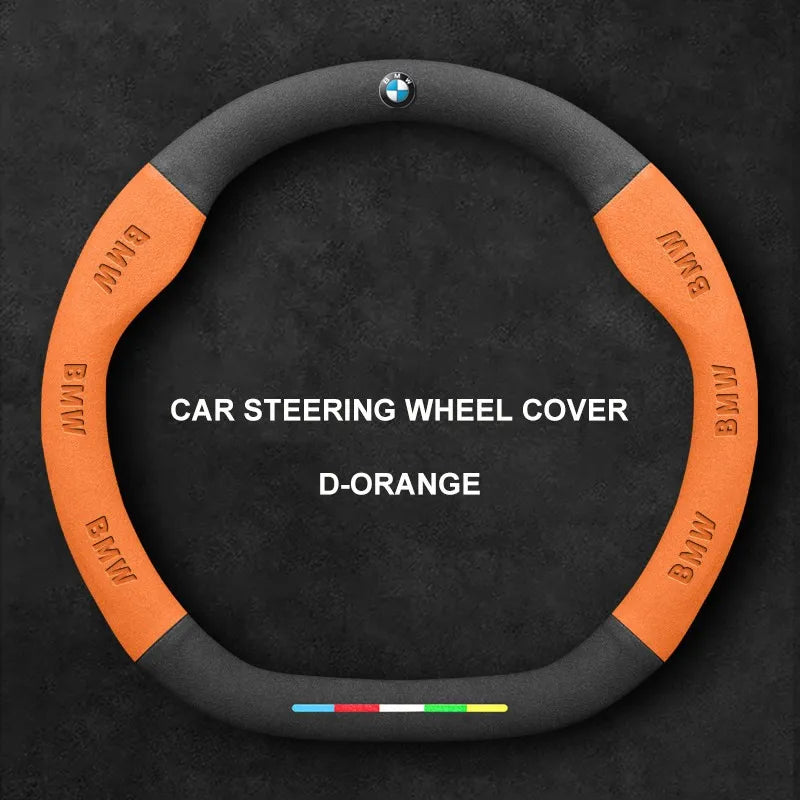 Alcantara Suede 3D Embossed Steering Wheel Cover For BMW