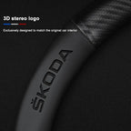 Carbon fiber genuine leather car steering wheel cover for Skoda