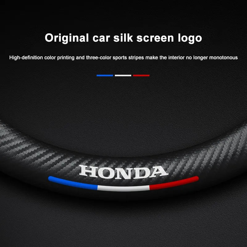 Carbon fiber genuine leather car steering wheel cover for Honda