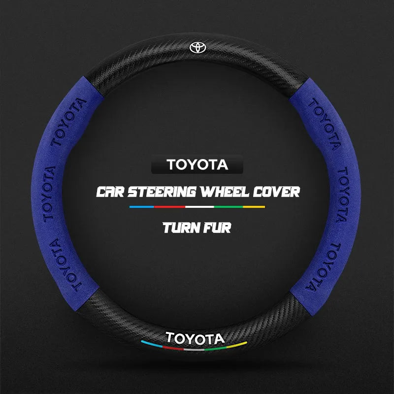 Car steering wheel cover in carbon fiber suede style suitable for Toyota