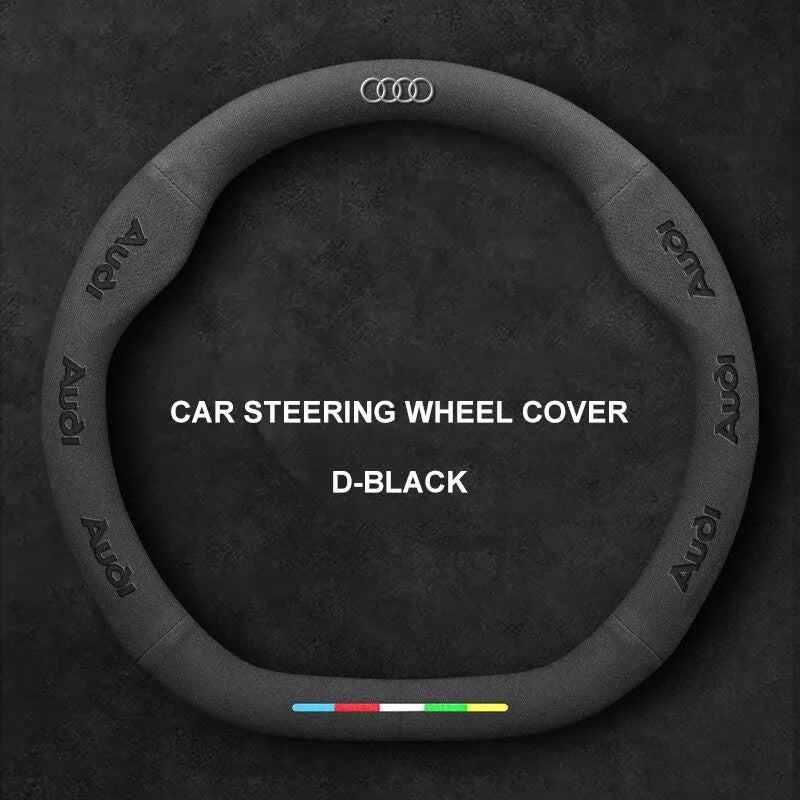 Alcantara Suede 3D Embossed Steering Wheel Cover For Audi