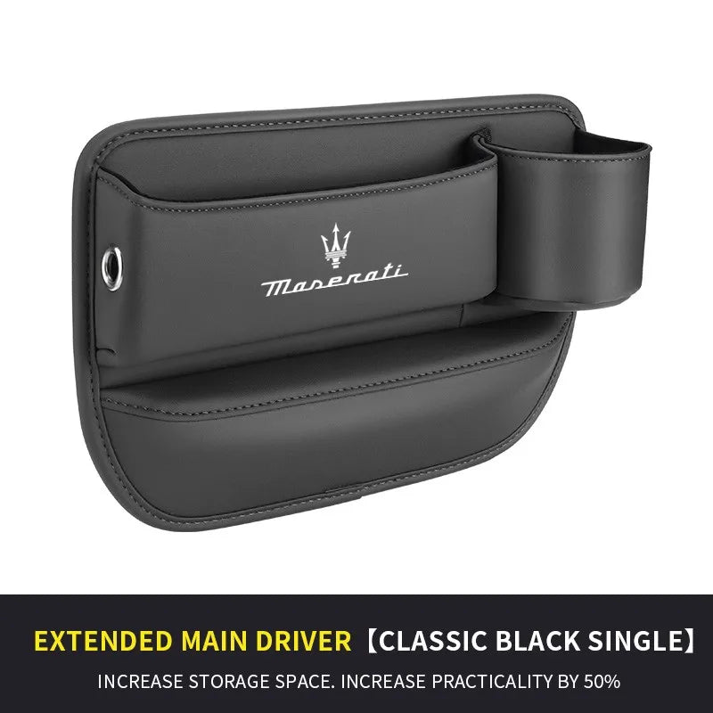 Car seat gap storage box with cup holder suitable for Maserati