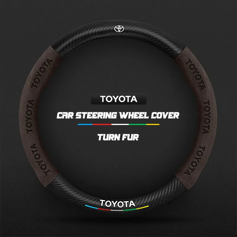 Car steering wheel cover in carbon fiber suede style suitable for Toyota