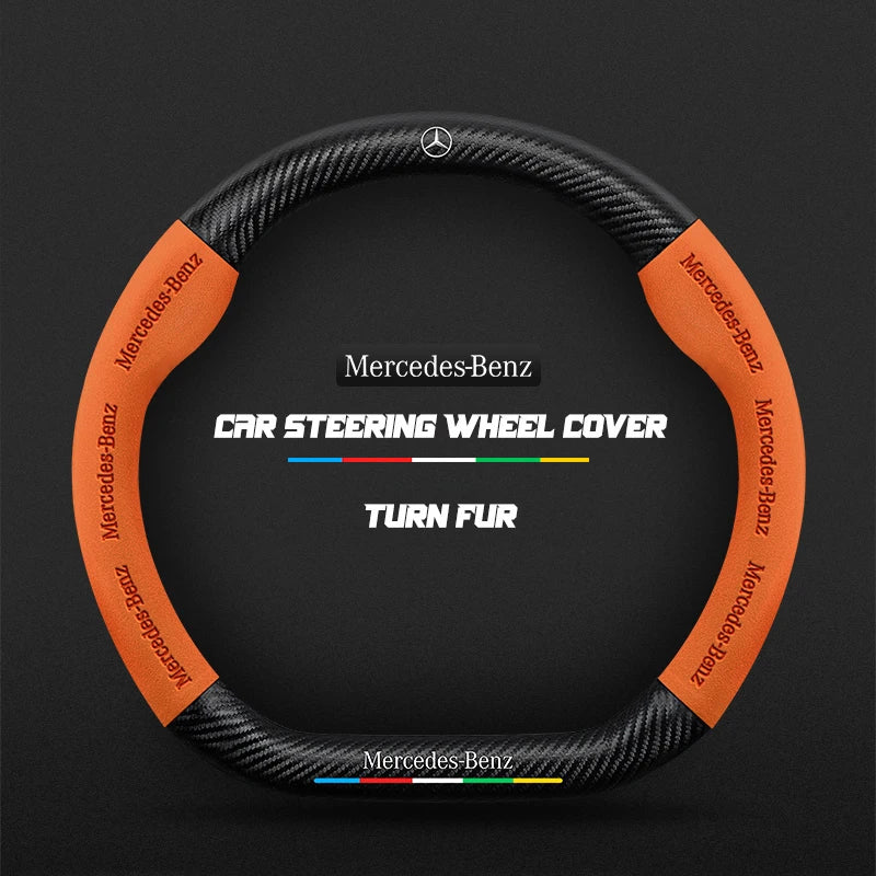 Car steering wheel cover in carbon fiber suede style suitable for Mercedes-Benz