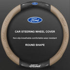 3D Embossed Genuine Leather Steering Wheel Cover For Ford