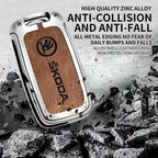 Zinc alloy genuine leather car key case for Skoda series