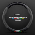 Car steering wheel cover in carbon fiber suede style suitable for Citroen