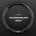 Car steering wheel cover in carbon fiber suede style suitable for Citroen