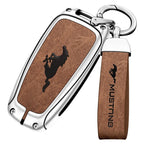 Zinc alloy genuine leather car key case for Ford Mustang series