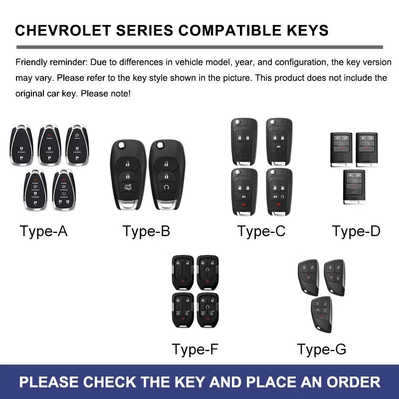 Zinc alloy genuine leather car key case for Chevrolet series