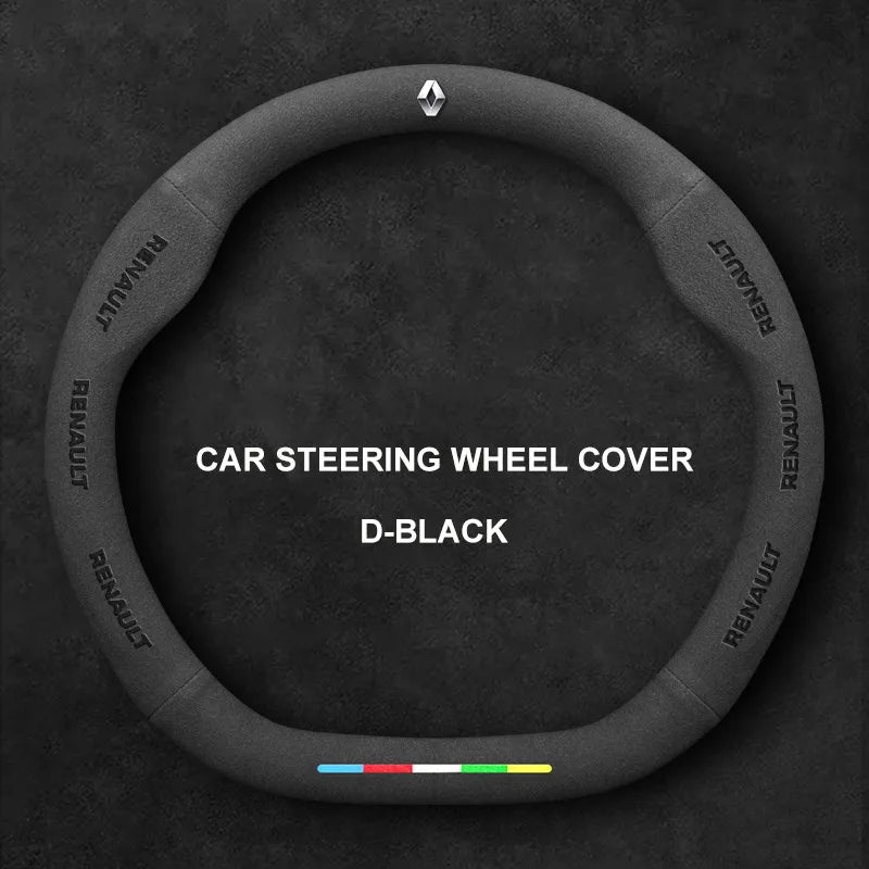 Alcantara Suede 3D Embossed Steering Wheel Cover For Renault