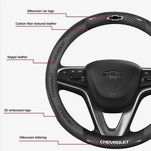 3D Embossed Genuine Leather Steering Wheel Cover For Chevrolet