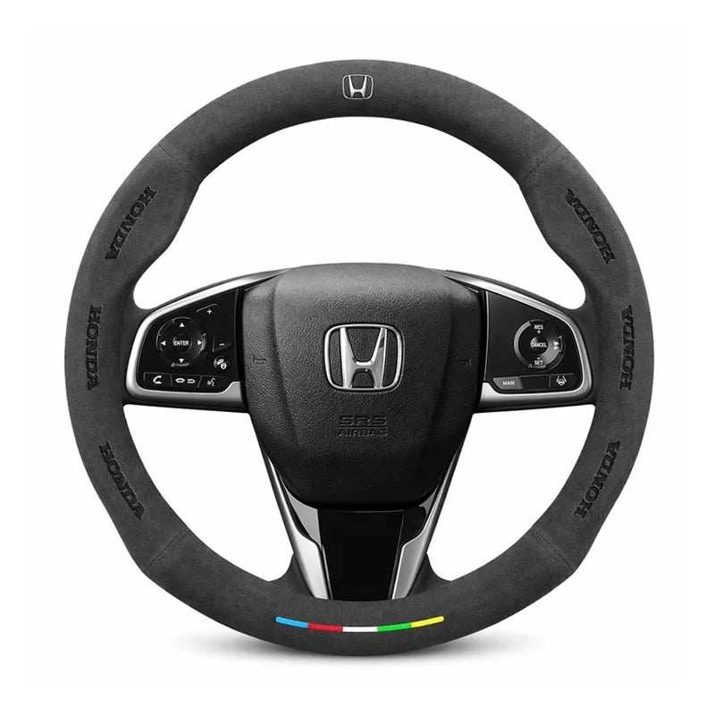 Alcantara Suede 3D Embossed Steering Wheel Cover For Honda