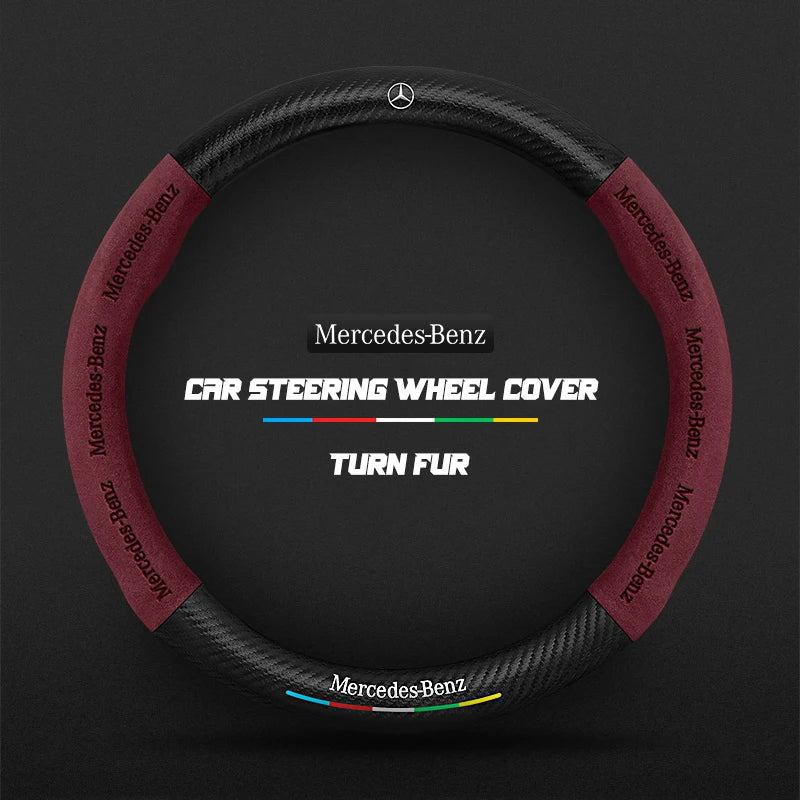 Car steering wheel cover in carbon fiber suede style suitable for Mercedes-Benz