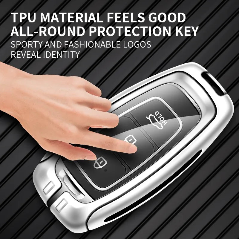 Zinc alloy genuine leather car key case for Hyundai series