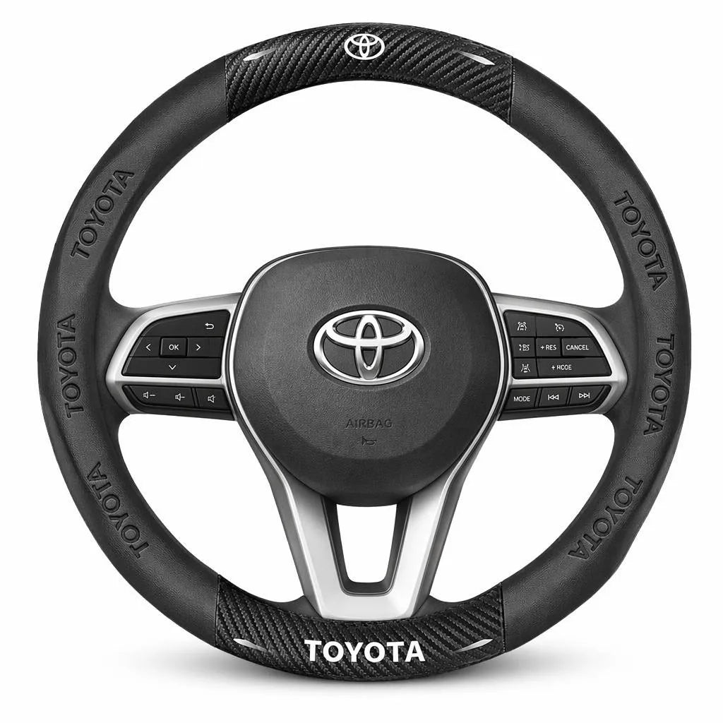 3D Embossed Genuine Leather Steering Wheel Cover For Toyota