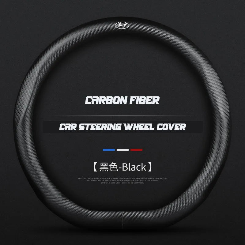 Carbon fiber genuine leather car steering wheel cover for Hyundai