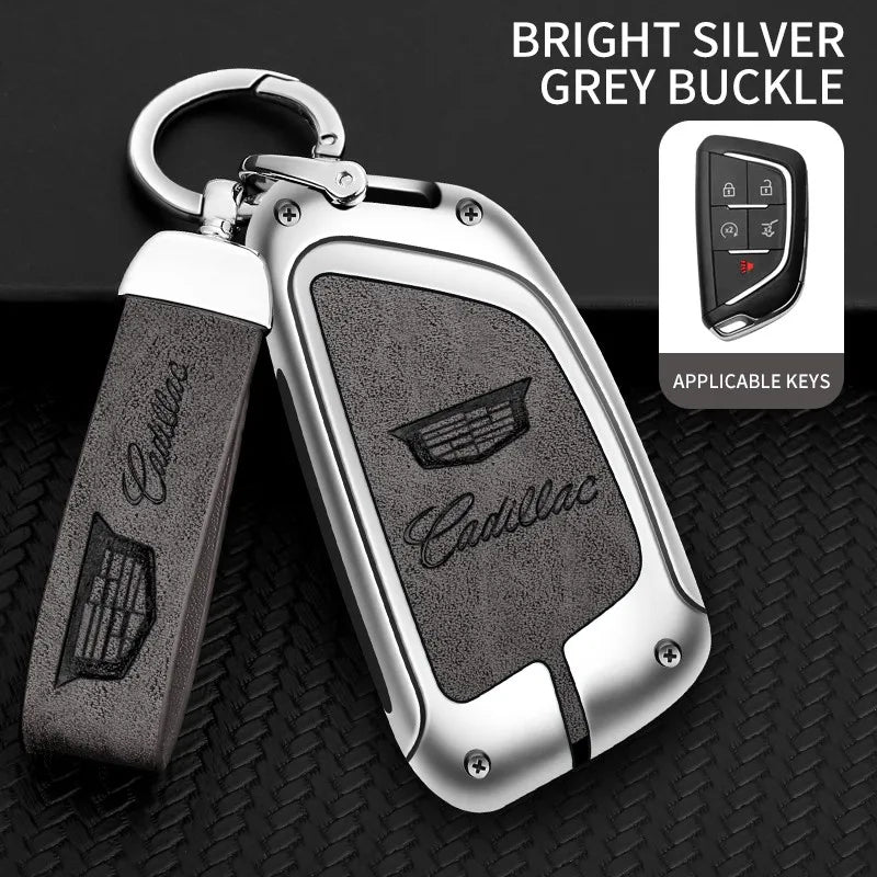 Zinc alloy genuine leather car key case for Cadillac series