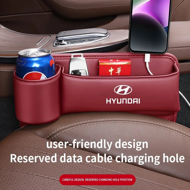 Car seat gap storage box with cup holder suitable for Hyundai