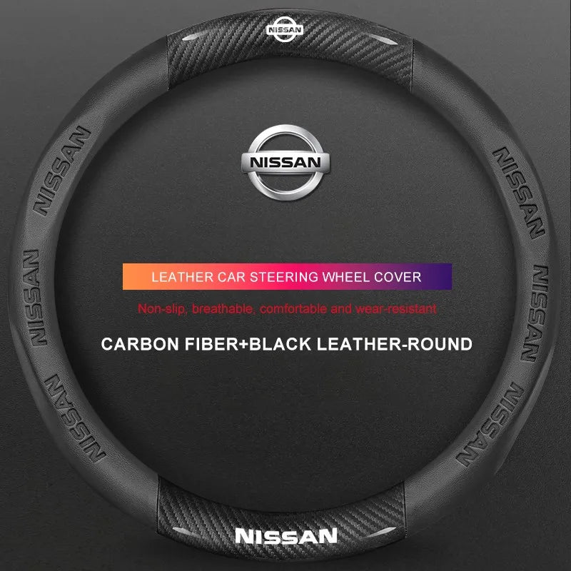 3D Embossed Genuine Leather Steering Wheel Cover For Nissan