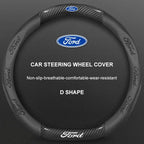 3D Embossed Genuine Leather Steering Wheel Cover For Ford