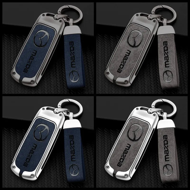 Zinc alloy genuine leather car key case for Mazda series
