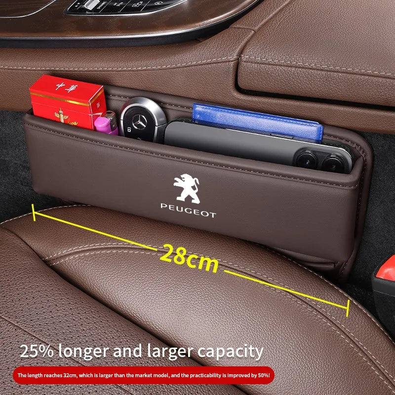 Car seat gap leather storage box suitable for Peugeot