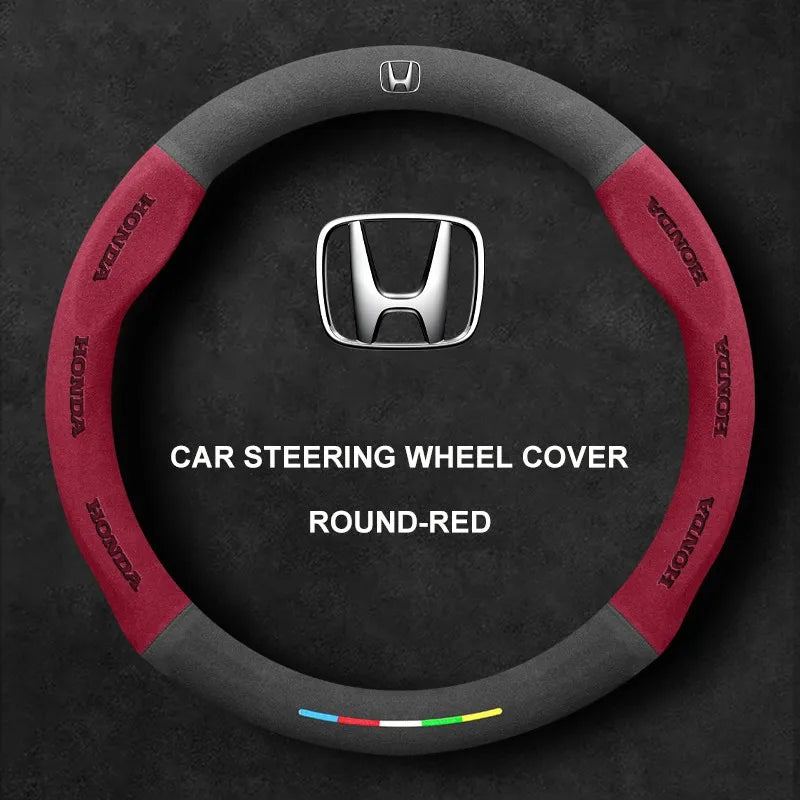 Alcantara Suede 3D Embossed Steering Wheel Cover For Honda