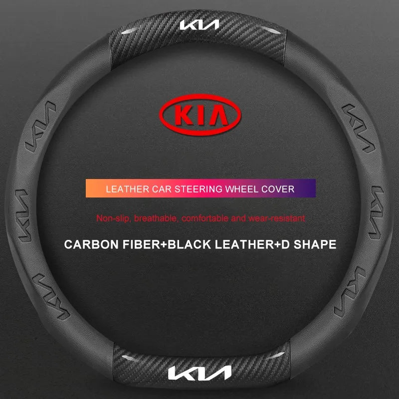 3D Embossed Genuine Leather Steering Wheel Cover For Kia