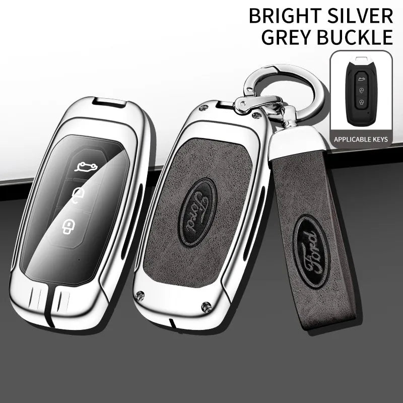 Zinc alloy genuine leather car key case for Ford series