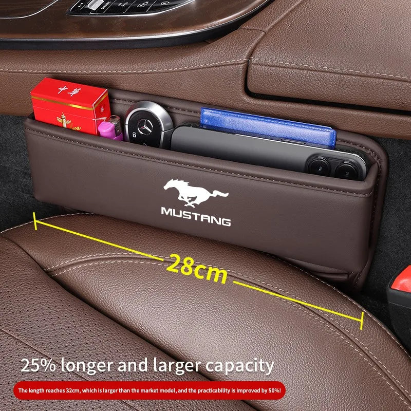 Car seat gap leather storage box suitable for Mustang