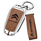 Zinc alloy genuine leather car key case for Citroen series