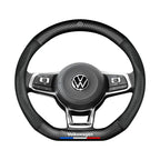 Carbon fiber genuine leather car steering wheel cover for Volkswagen