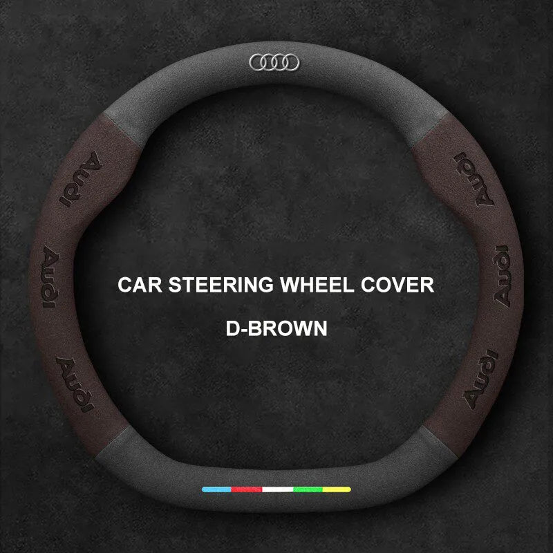 Alcantara Suede 3D Embossed Steering Wheel Cover For Audi