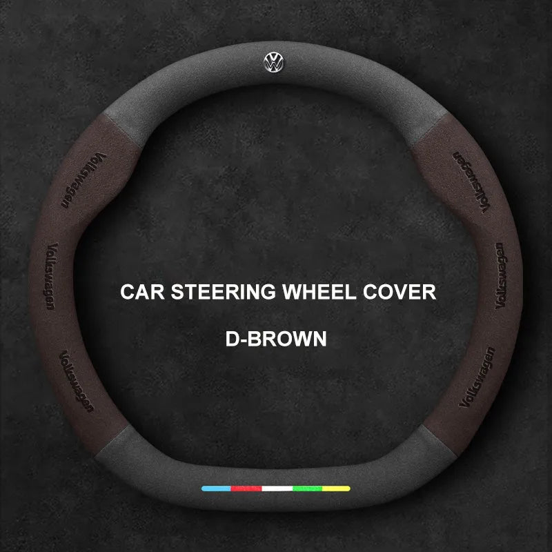 Alcantara Suede 3D Embossed Steering Wheel Cover For Volkswagen